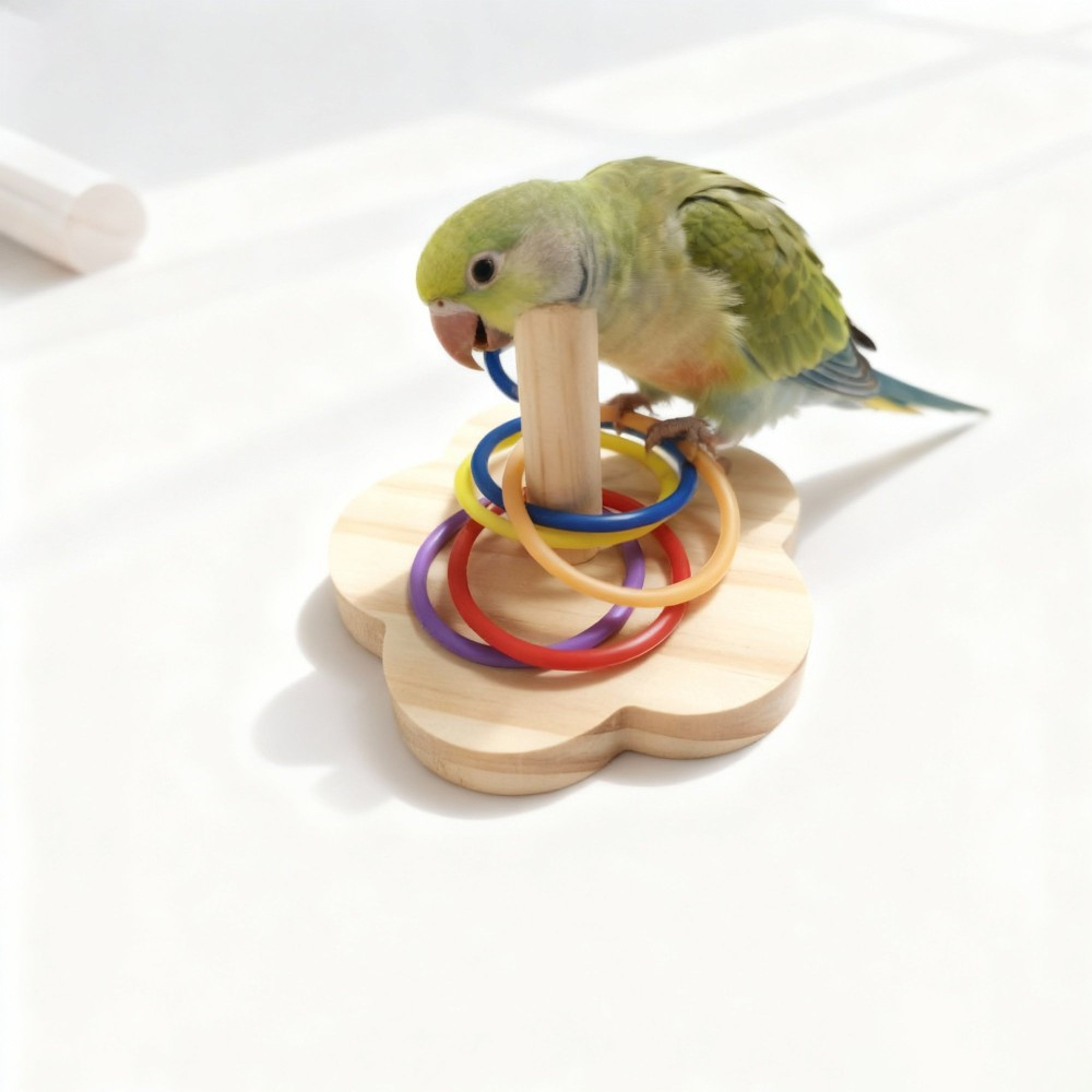 Gymnastic Ring Wood - 1 Stück Hölzernes Papageien-Intelligenzspielzeug Bunter Ringwurf-Tischpuzzle